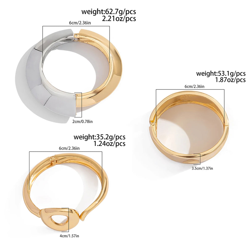 Ivy Cuff Bangle — Geometric Gold, Silver & Two-Tone Statement Bracelet