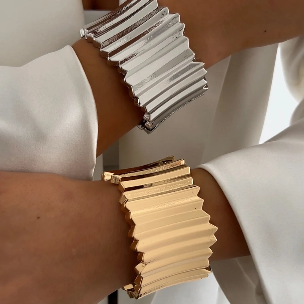 Gemma Chunky Cuff Bracelet — Bold Gold & Silver Bangle