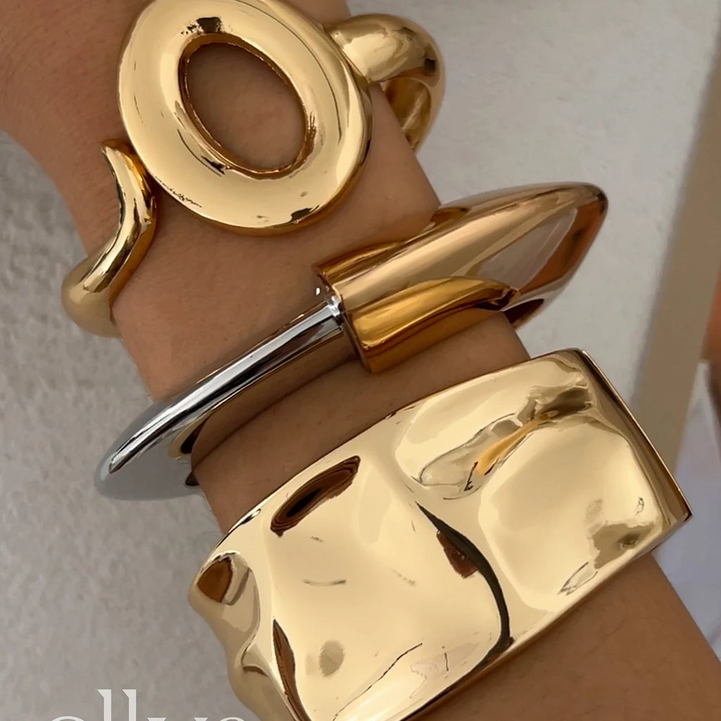 Ivy Cuff Bangle — Geometric Gold, Silver & Two-Tone Statement Bracelet