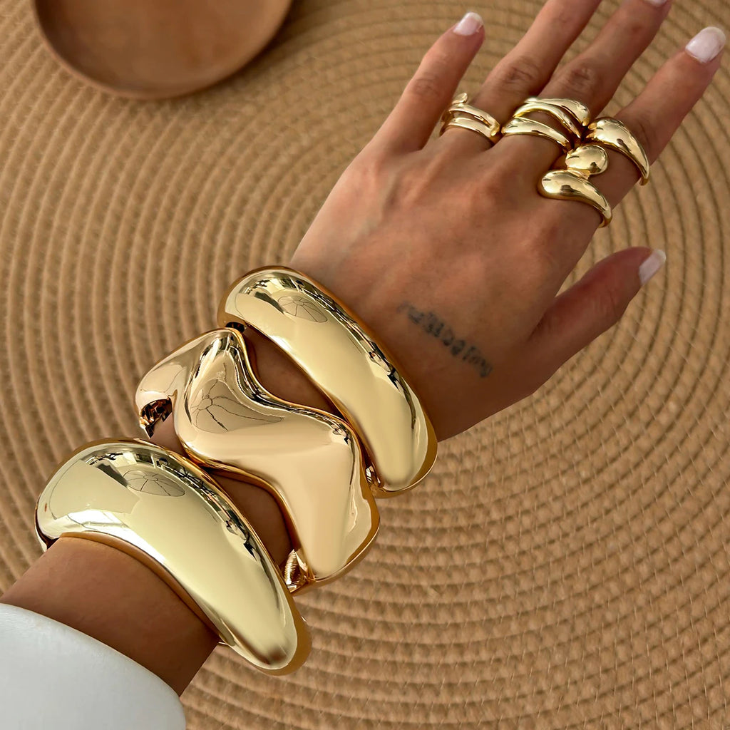 Janine Bold Cuff Bracelet — Gold & Silver Statement Bangle