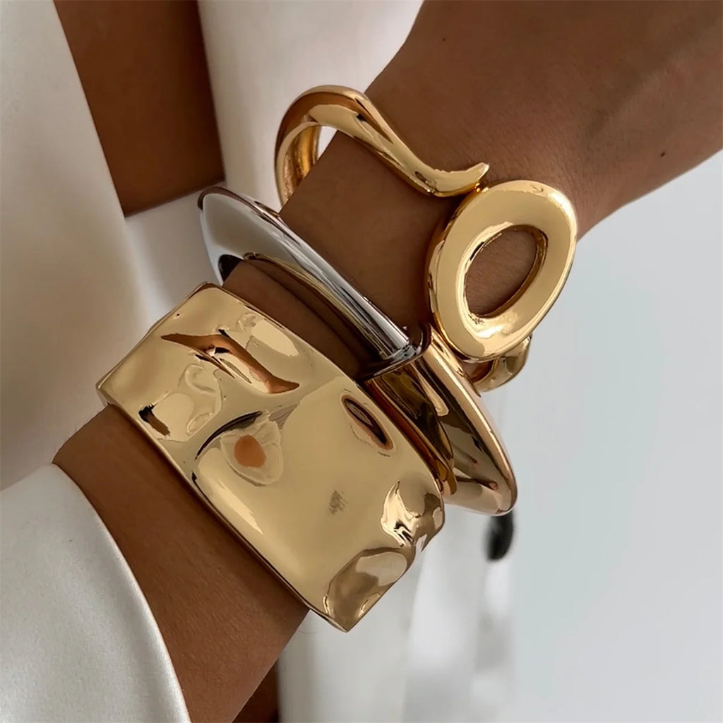 Ivy Cuff Bangle — Geometric Gold, Silver & Two-Tone Statement Bracelet