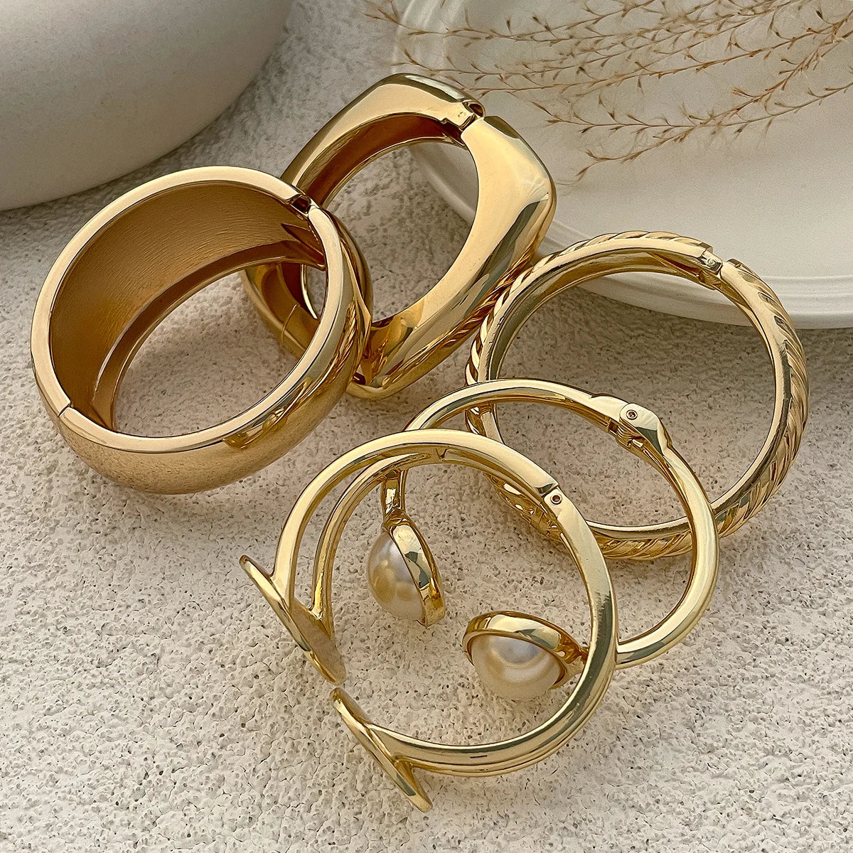 Alisha Chunky Cuff Bracelet — Vintage Gold Statement Bangle