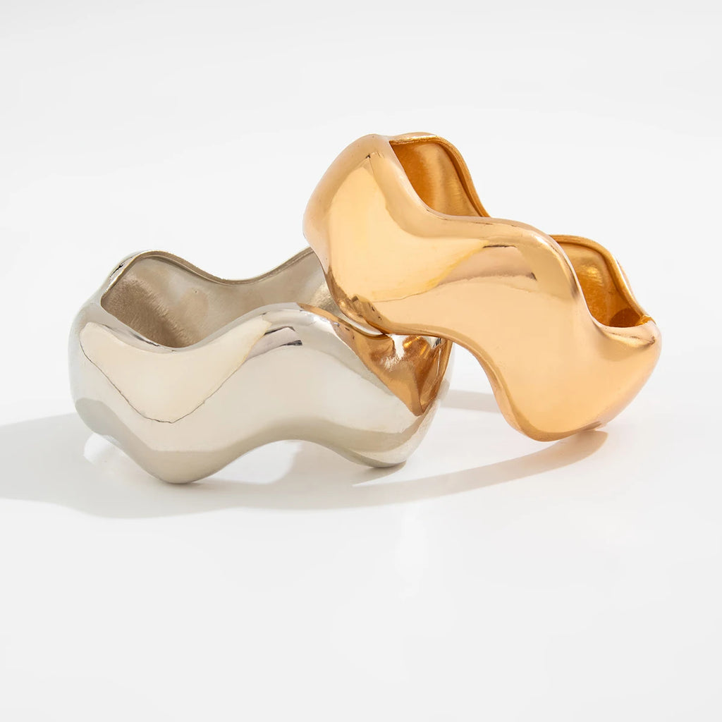 Janine Bold Cuff Bracelet — Gold & Silver Statement Bangle