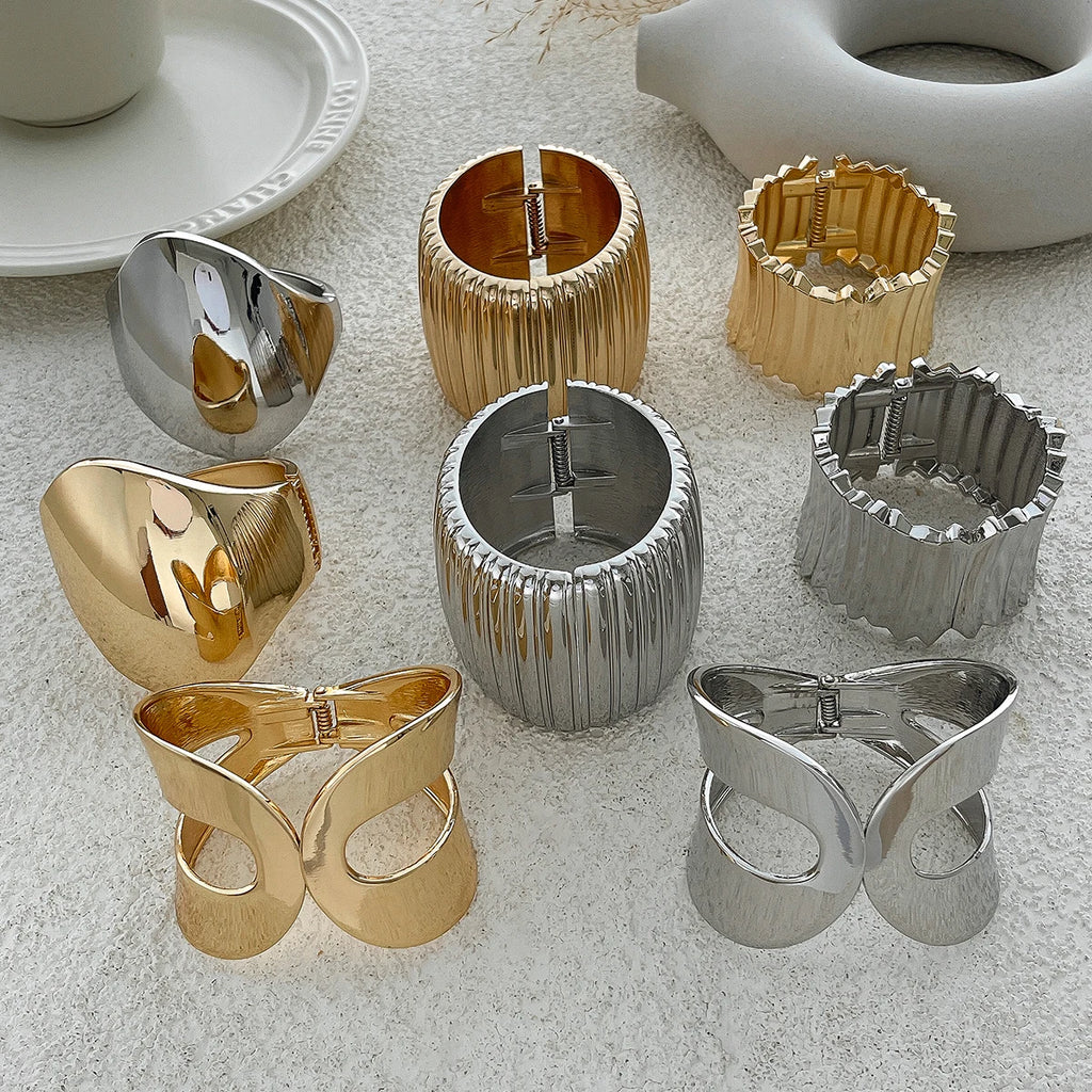 Gemma Chunky Cuff Bracelet — Bold Gold & Silver Bangle