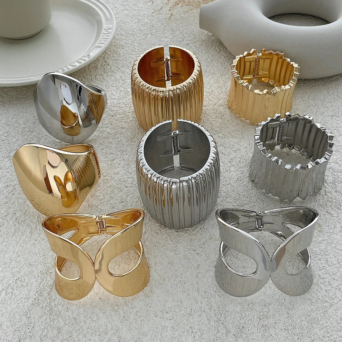 Gemma Chunky Cuff Bracelet — Bold Gold & Silver Bangle