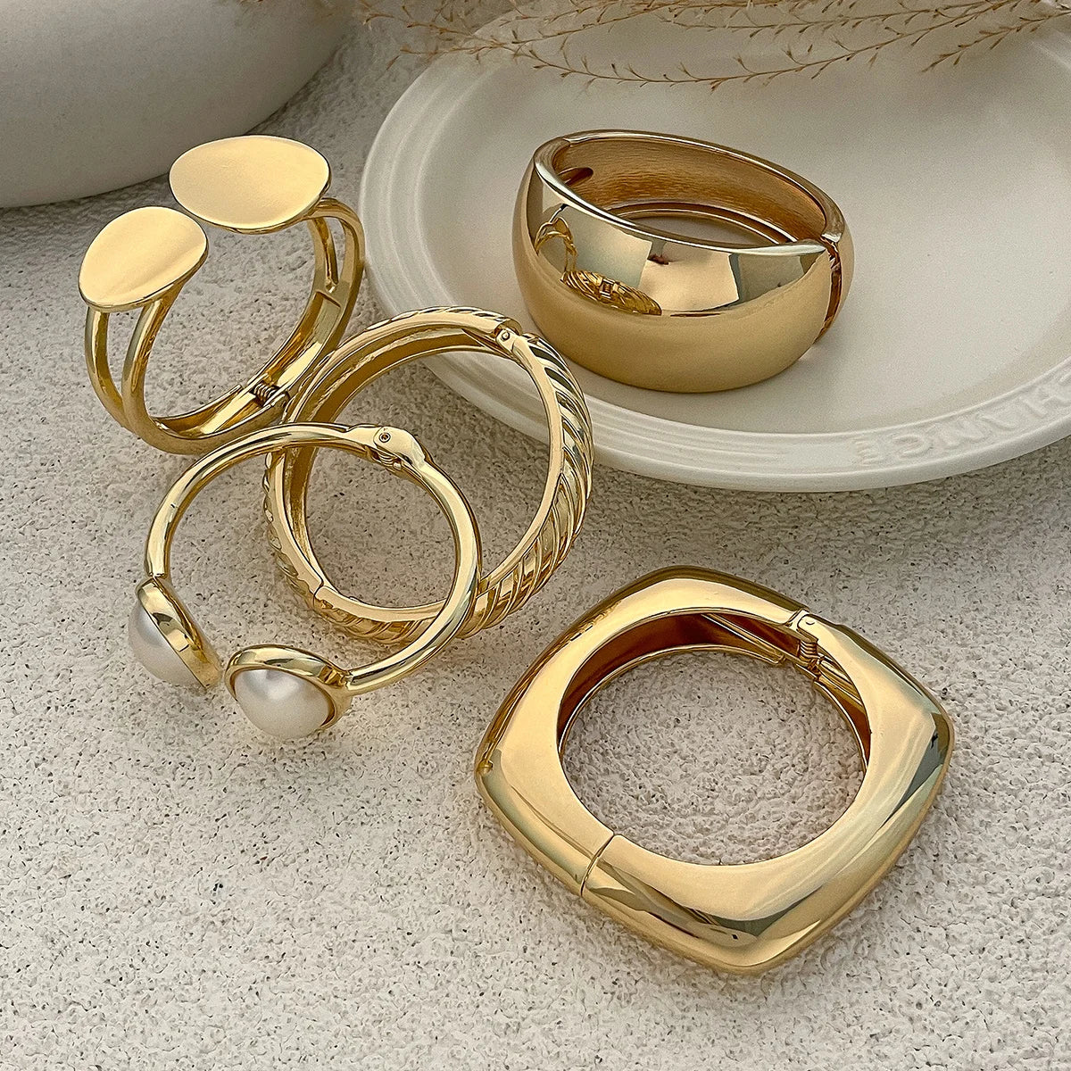 Alisha Chunky Cuff Bracelet — Vintage Gold Statement Bangle