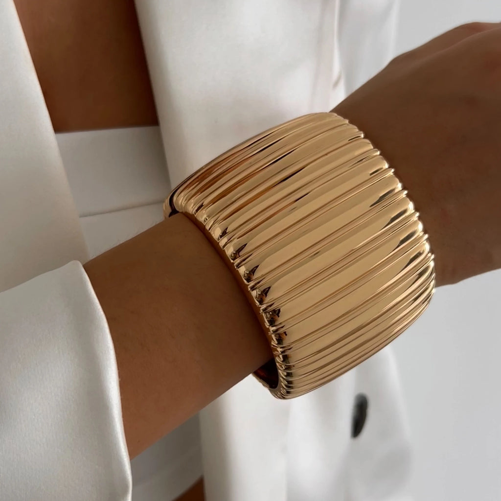 Gemma Chunky Cuff Bracelet — Bold Gold & Silver Bangle