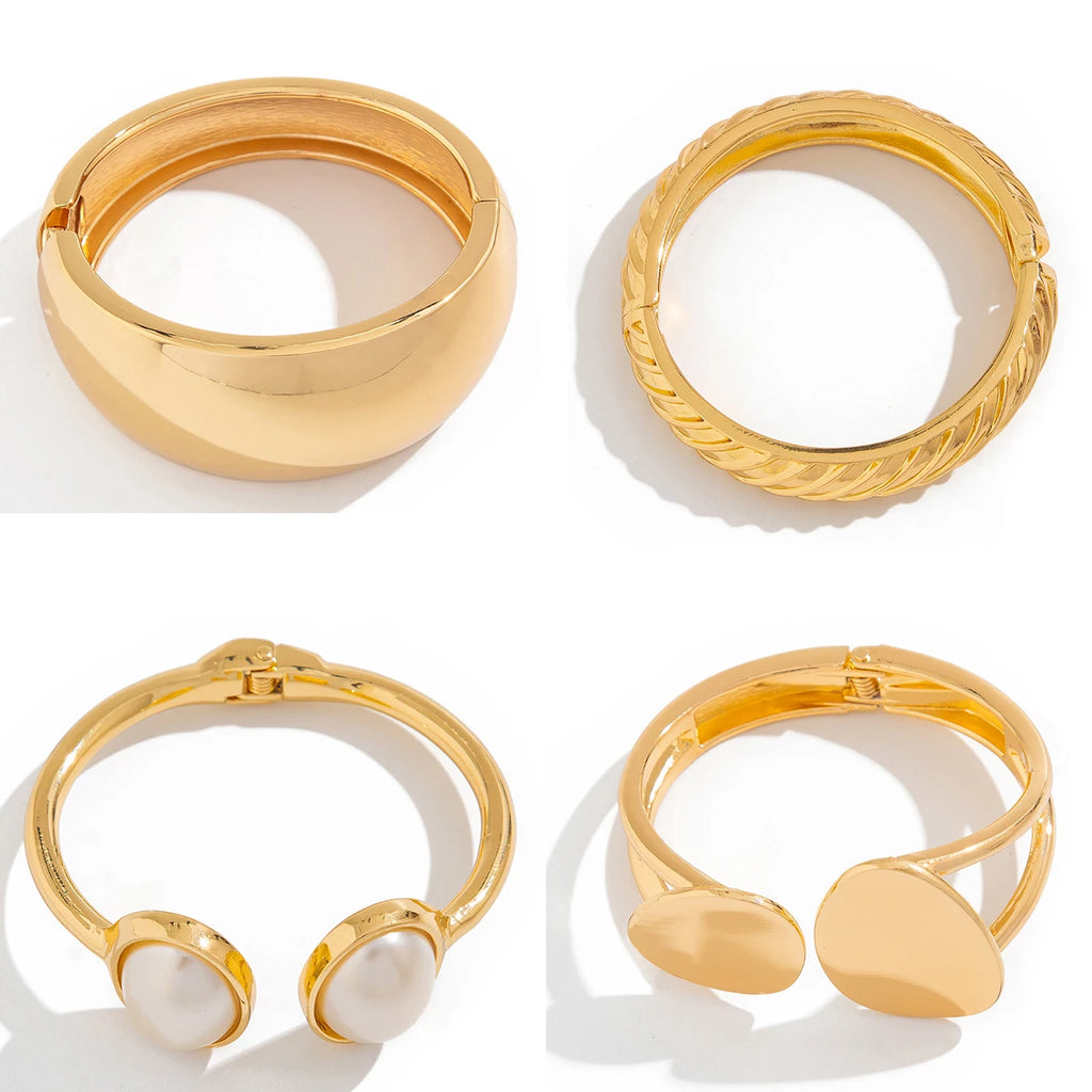 Alisha Chunky Cuff Bracelet — Vintage Gold Statement Bangle