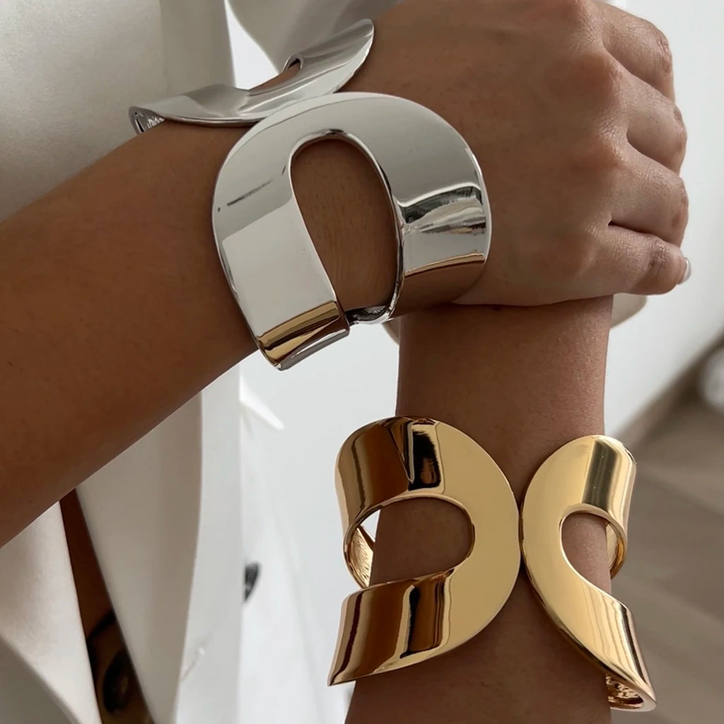 Gemma Chunky Cuff Bracelet — Bold Gold & Silver Bangle