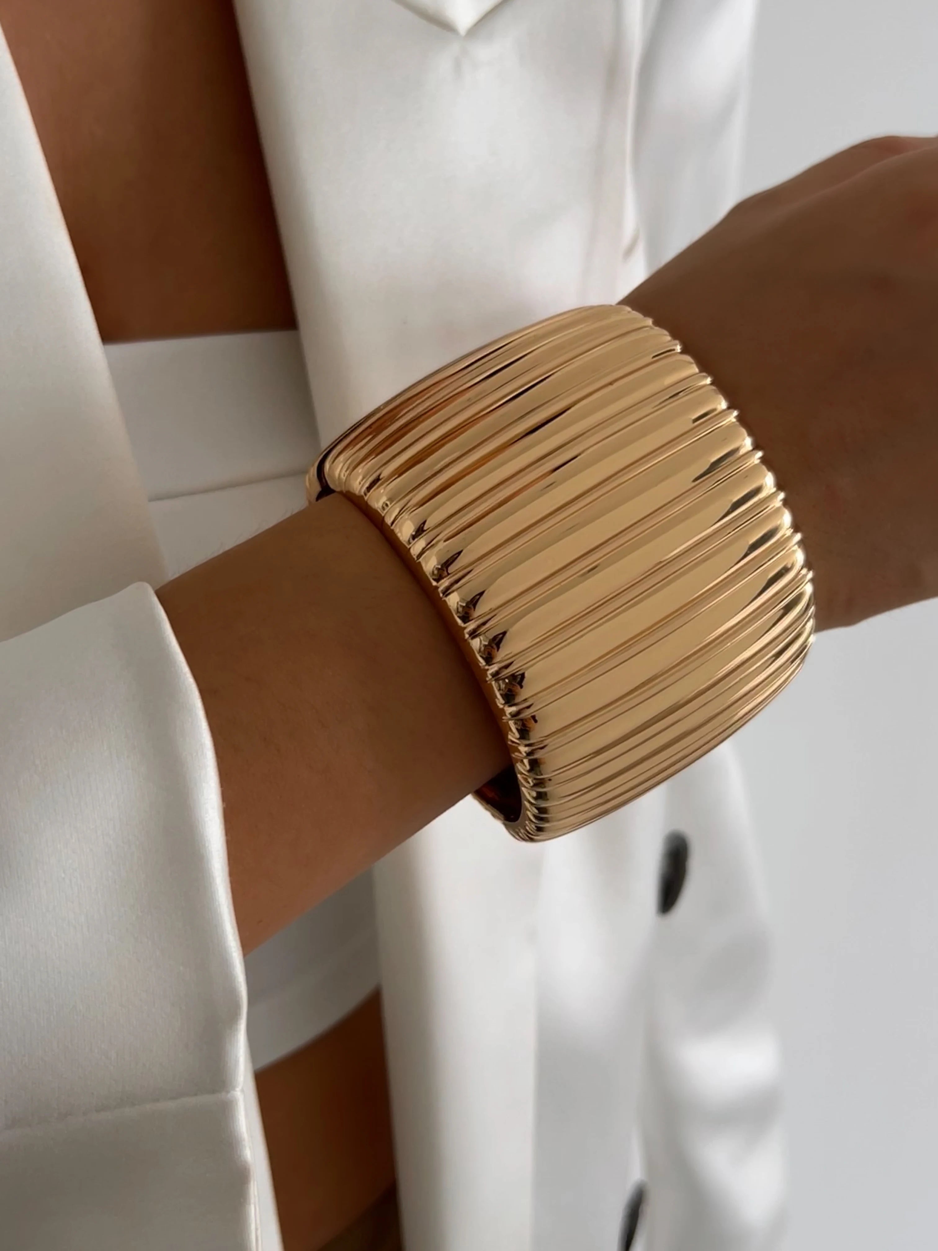 Gemma Chunky Cuff Bracelet — Bold Gold & Silver Bangle