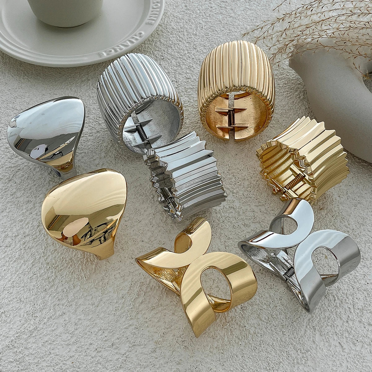 Gemma Chunky Cuff Bracelet — Bold Gold & Silver Bangle