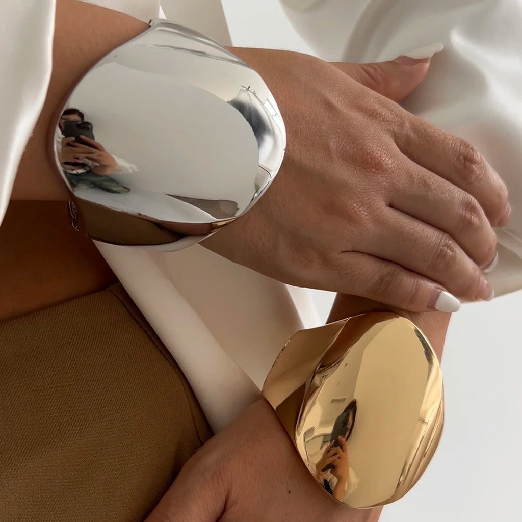 Gemma Chunky Cuff Bracelet — Bold Gold & Silver Bangle